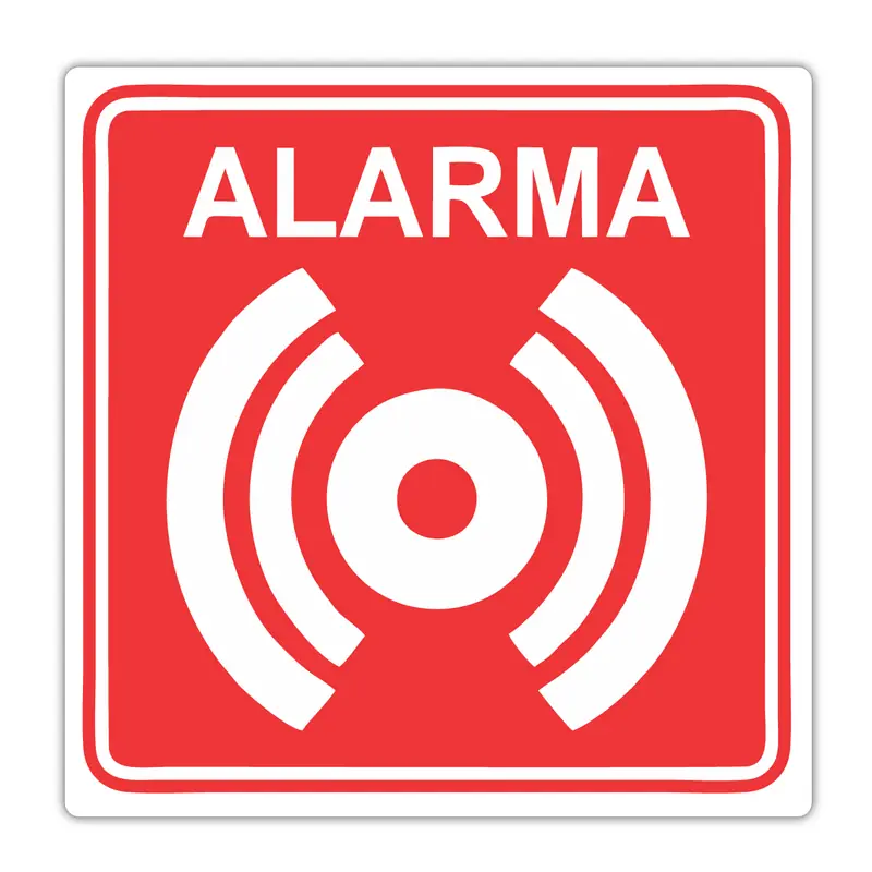 Señal de alarma 25x25 cm en acabado fotoluminiscente