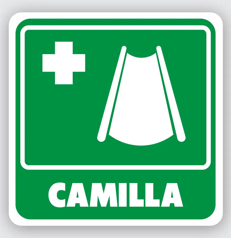 Señal de camilla 25x25 cm en acabado fotoluminiscente