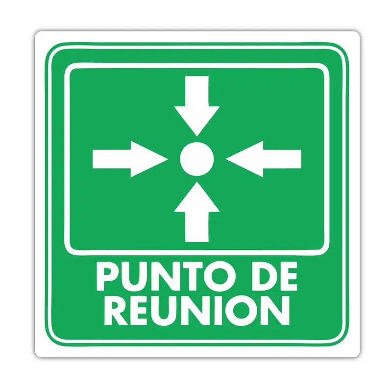 Señal de punto de reunión 20x20 cm en acabado fotoluminiscente