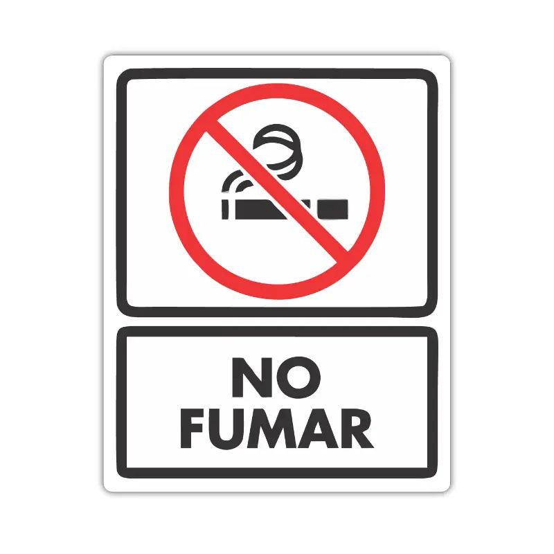 Señal de no fumar 35x25 cm en acabado fotoluminiscente